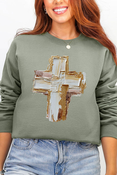 The Painted Gilded Cross Ecosmart Crewneck Sweatshirt
