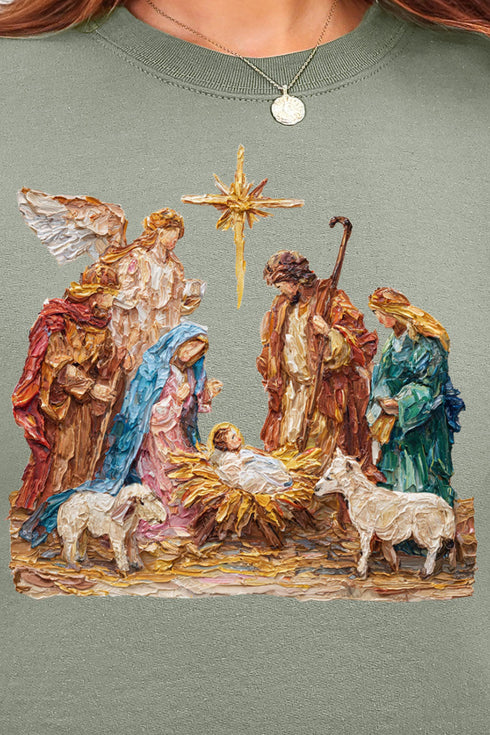 The Painted Nativity Scene Ecosmart Crewneck Sweatshirt