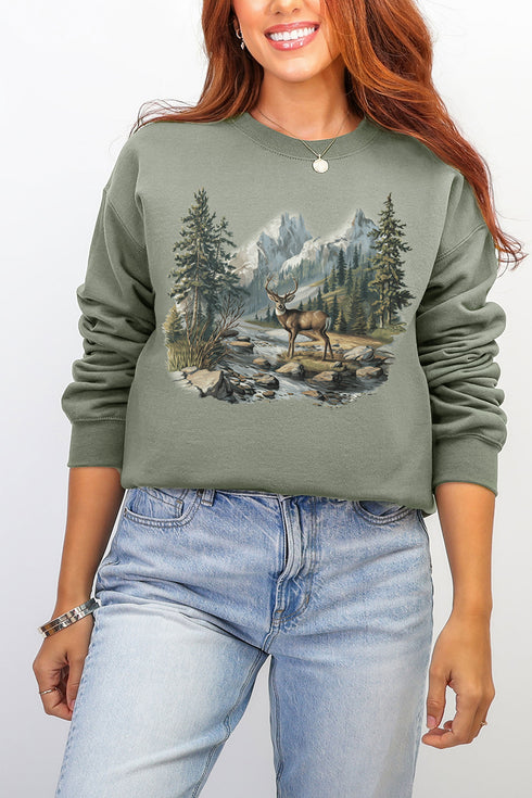 Alpine Deer Ecosmart Crewneck Sweatshirt