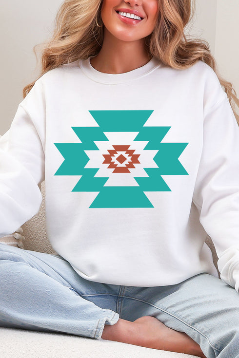 Punchy Aztec Ecosmart Crewneck Sweatshirt