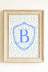 Grandmillennial Monogram Crest Ready To Frame Canvas Print *Choose Your Initial