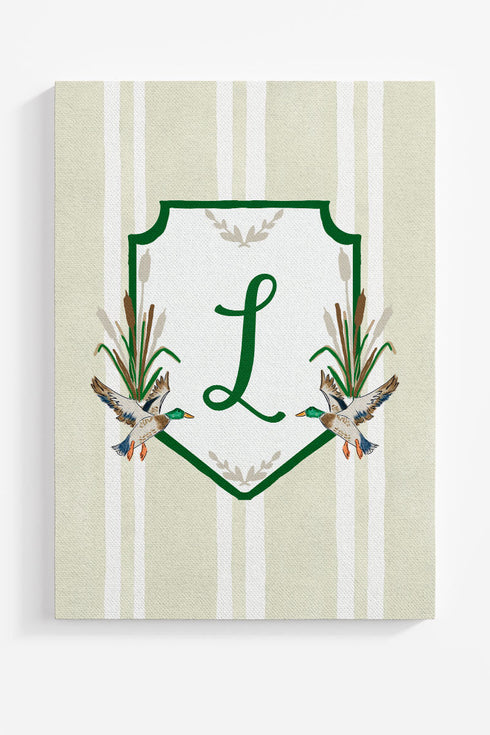Personalized Mallard Crest Ready To Frame Canvas Print *Choose Your Initial