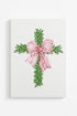 Pink Bow Boxwood Cross Ready To Frame Canvas Print