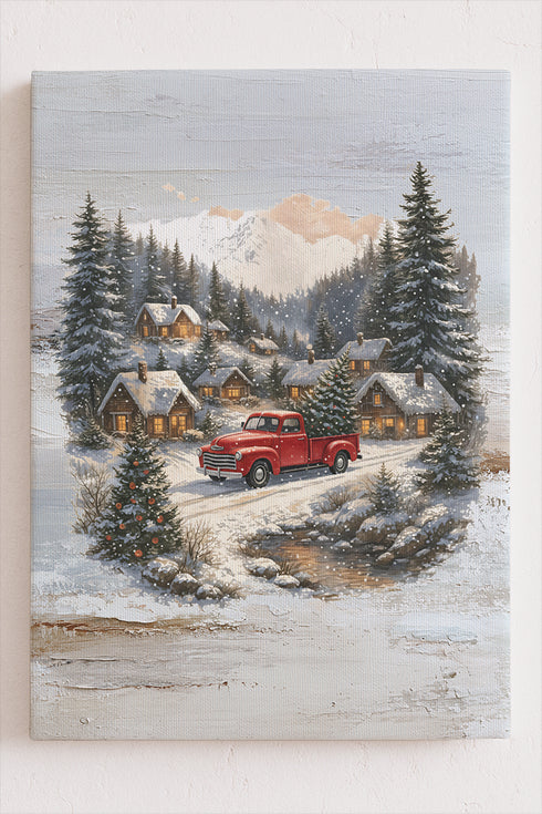 Nostalgic Snowfall On Main Street Ready To Frame Canvas Print