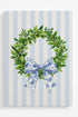 Striped Blue Willow Wreath Ready To Frame Canvas Print