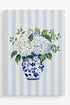 Striped Sunday Blue Blooms Ready To Frame Canvas Print