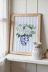 Striped Sunday Blue Blooms Ready To Frame Canvas Print