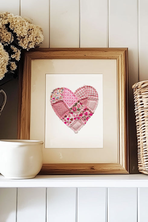 Patchwork Heart Ready To Frame Canvas Print