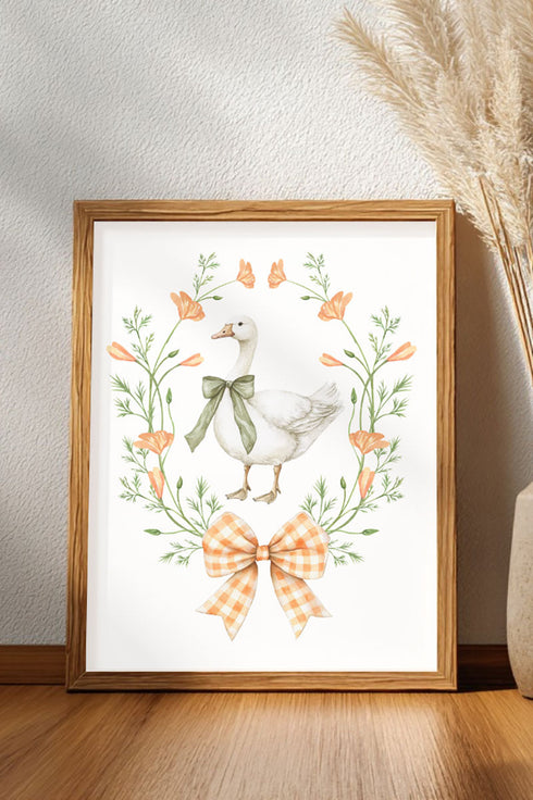 Peach Petals Goose Ready To Frame Canvas Print