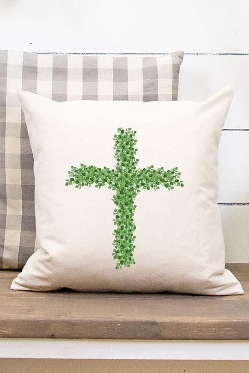Boxwood Cross Decorative Pillow Cover