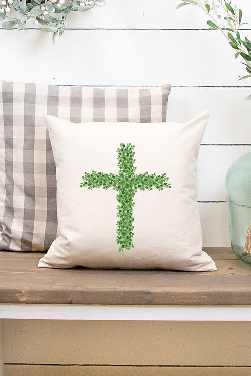 Boxwood Cross Decorative Pillow Cover
