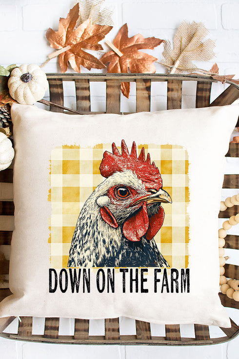 Down On The Farm Chicken Decorative Pillow Cover