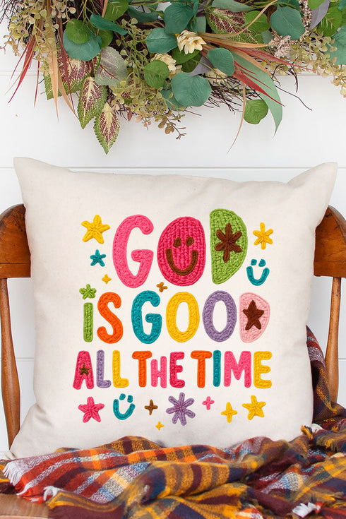 Faux Yarn God Is Good Decorative Pillow Cover