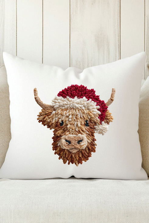 Faux Yarn Highland Cow Decorative Pillow Cover