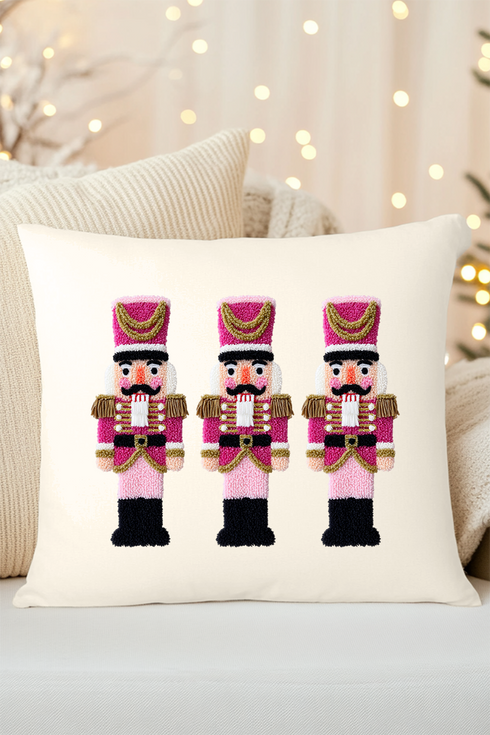 Faux Yarn Holiday Guard Nutcracker Decorative Pillow Cover
