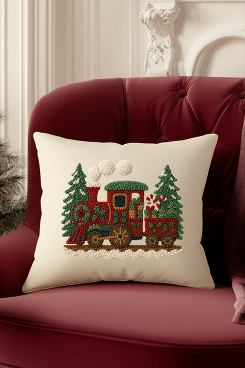 Faux Yarn Mistletoe Express Decorative Pillow Cover