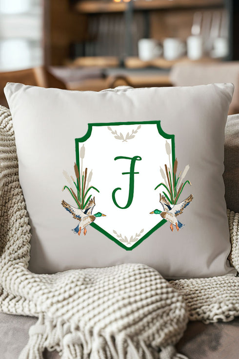 Personalized Mallard Crest Decorative Pillow Cover *Choose Your Initial