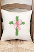 Pink Bow Boxwood Cross Decorative Pillow Cover