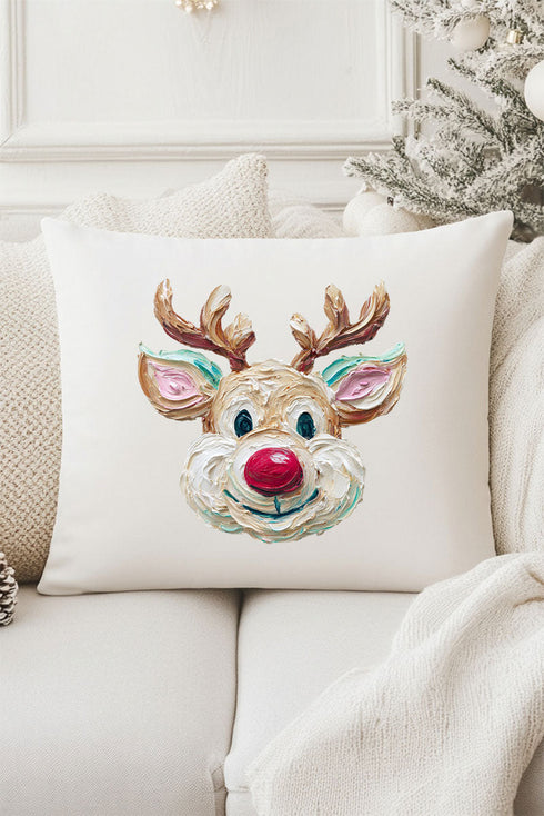 The Colorful Painted Reindeer Decorative Pillow Cover