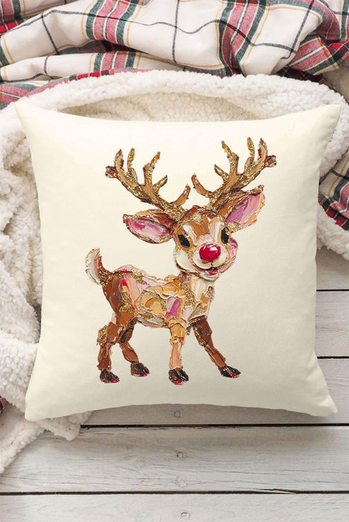 The Painted Red Nose Reindeer Decorative Pillow Cover