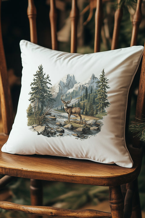 Alpine Deer Decorative Pillow Cover