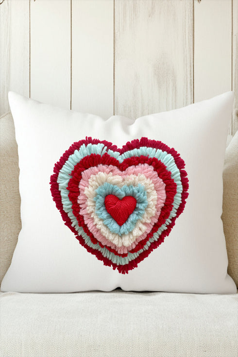 Faux Yarn Heart Collection Decorative Pillow Cover