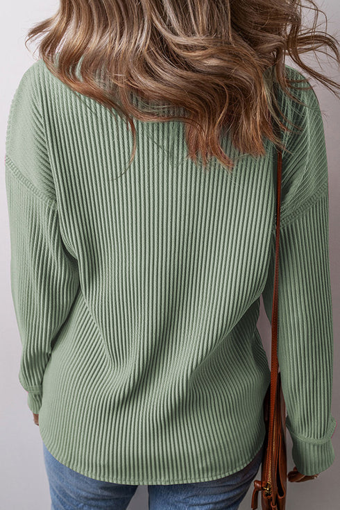 Plus Size Falling For You Clearly Aqua Corded Drop Sleeve Top