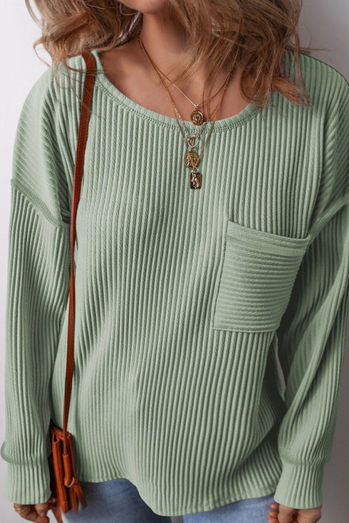 Plus Size Falling For You Clearly Aqua Corded Drop Sleeve Top