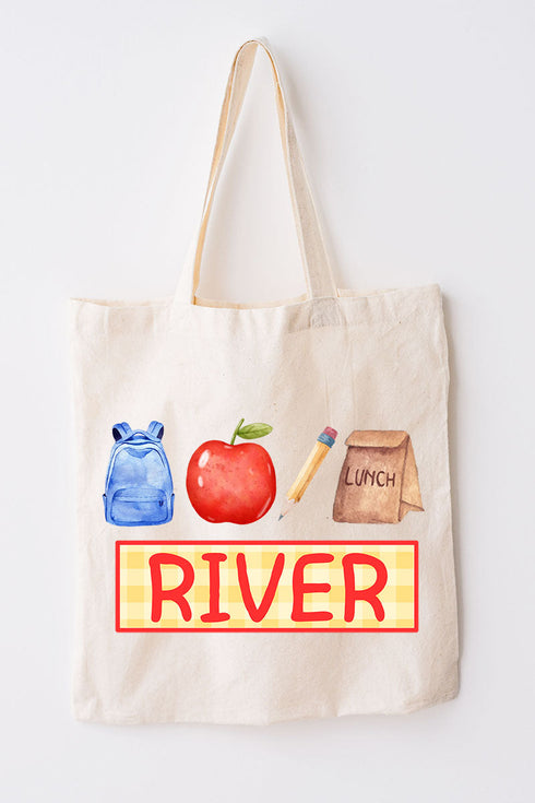 Personalized School Time Small Canvas Tote *Personalize Your Name