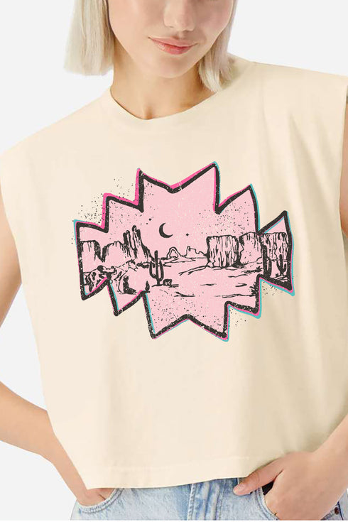 Pink Mesa Moonrise Women's Garment-Dyed Heavyweight Muscle Tee