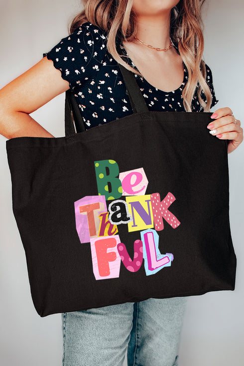 Bold Be Thankful Canvas Jumbo Tote