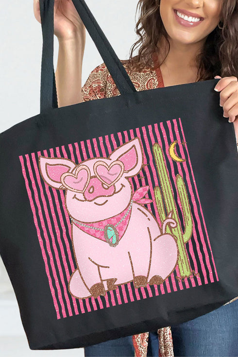 Desert Diva Piggy Canvas Jumbo Tote