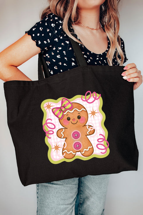 Doodle Gingerbread Canvas Jumbo Tote