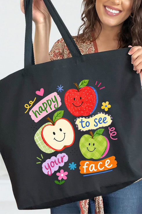 Happy To See Your Face Canvas Jumbo Tote