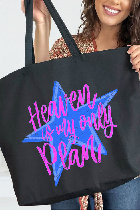 Heaven Is My Only Plan Canvas Jumbo Tote