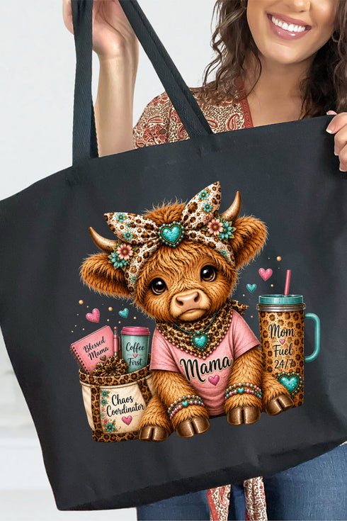 Mama Raising The Herd Canvas Jumbo Tote
