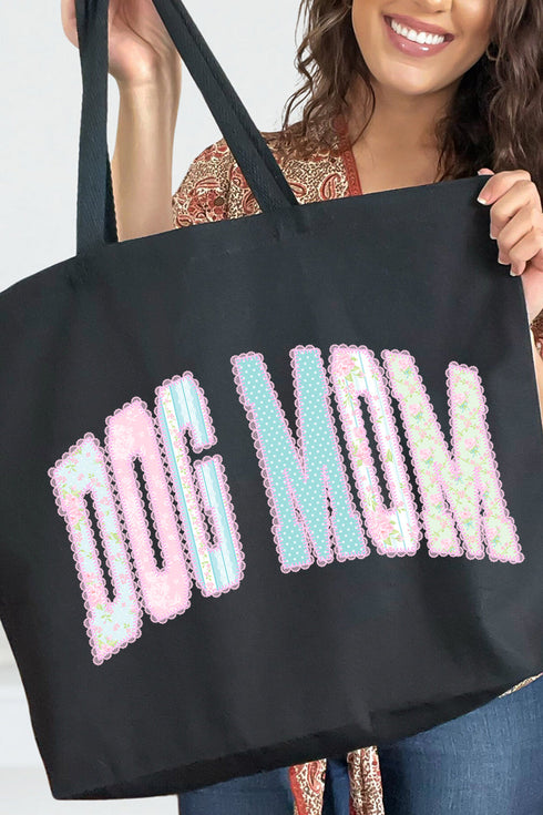 Rose Cottage Dog Mom Canvas Jumbo Tote