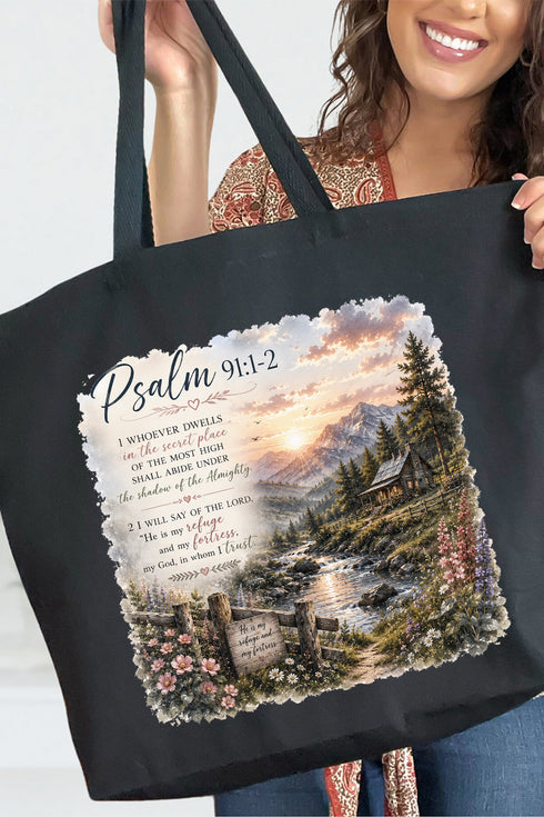 Scenic Psalm 91 Canvas Jumbo Tote