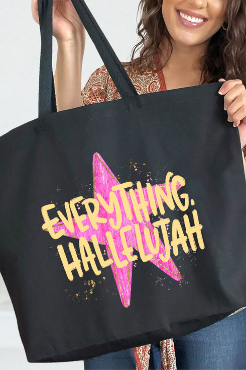 Star Everything Hallelujah Canvas Jumbo Tote