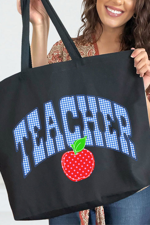 Sweet Apple Teacher Canvas Jumbo Tote