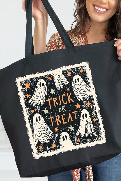 Trick Or Treat Ghost Crew Canvas Jumbo Tote