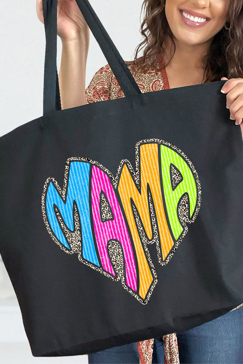 Wild Mama Bright Leopard Canvas Jumbo Tote