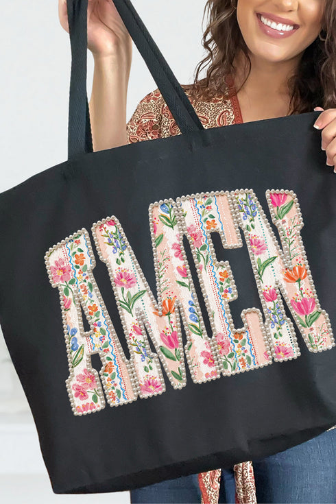 Pearls & Petals Amen Canvas Jumbo Tote