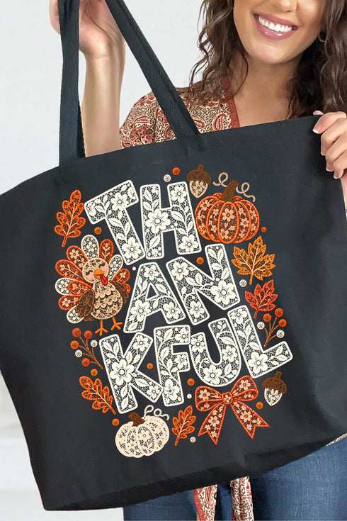 Thankful Lacework Canvas Jumbo Tote