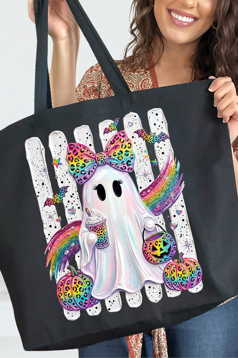 Rainbow Glam Ghost Canvas Jumbo Tote