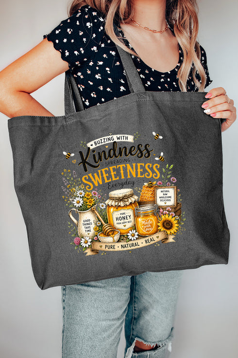 Buzzing With Kindness Canvas Jumbo Tote