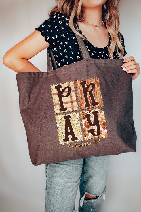 Fall Floral Pray Canvas Jumbo Tote