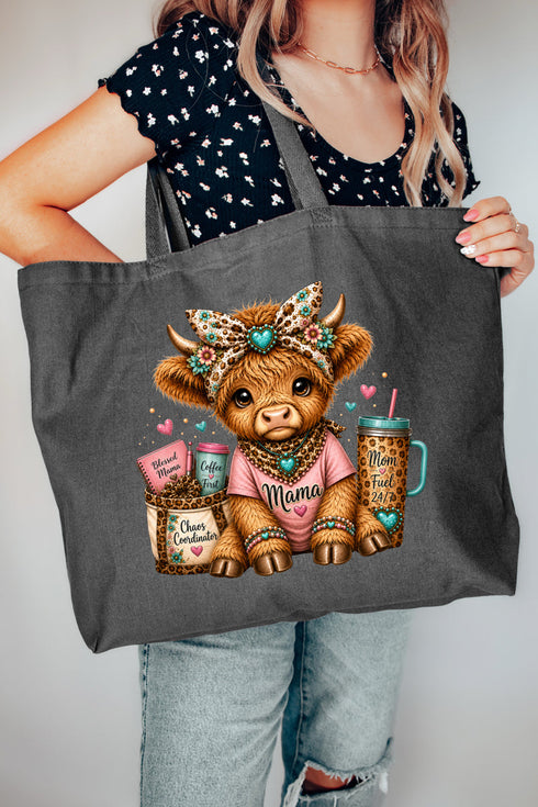 Mama Raising The Herd Canvas Jumbo Tote
