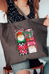 Merry Christmas Leopard Doodle Canvas Jumbo Tote