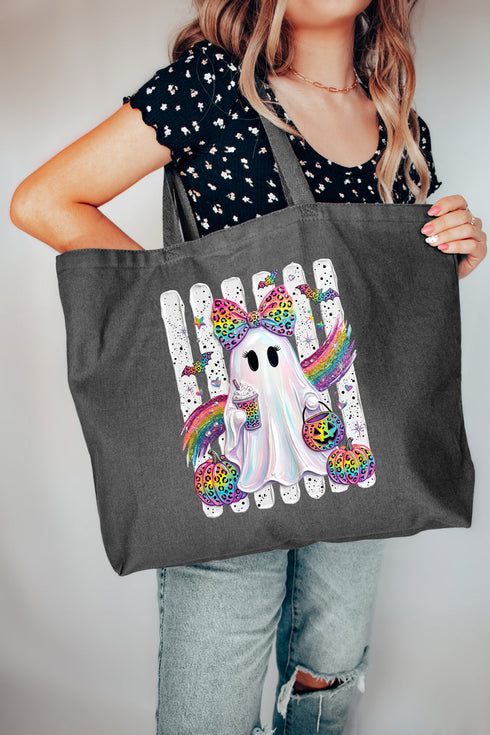 Rainbow Glam Ghost Canvas Jumbo Tote
